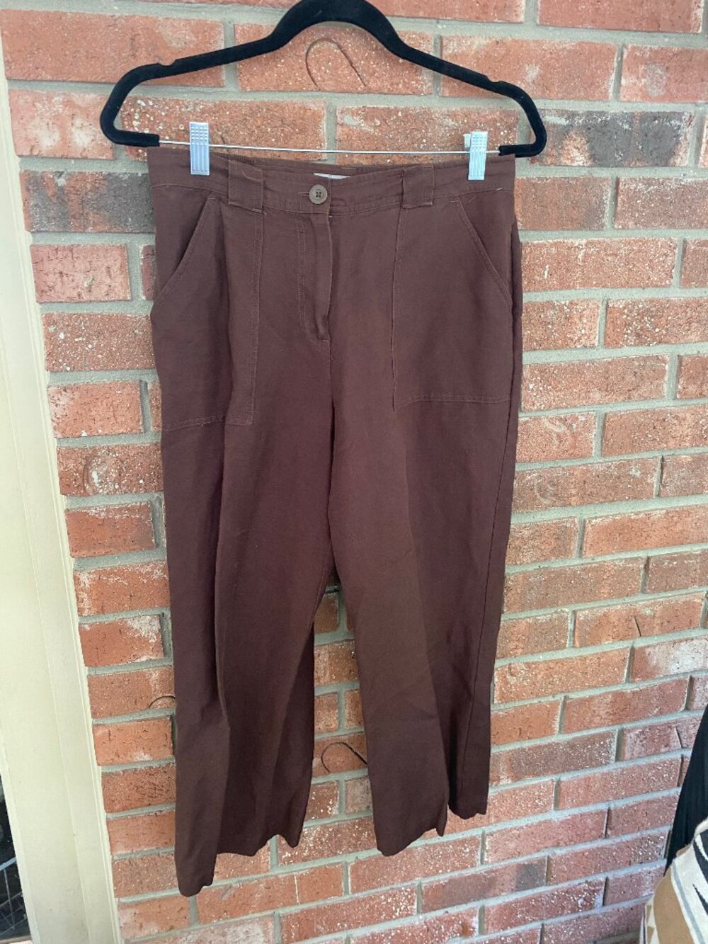 Croft and Barrow Brown Linen Blend Straight Leg Pants